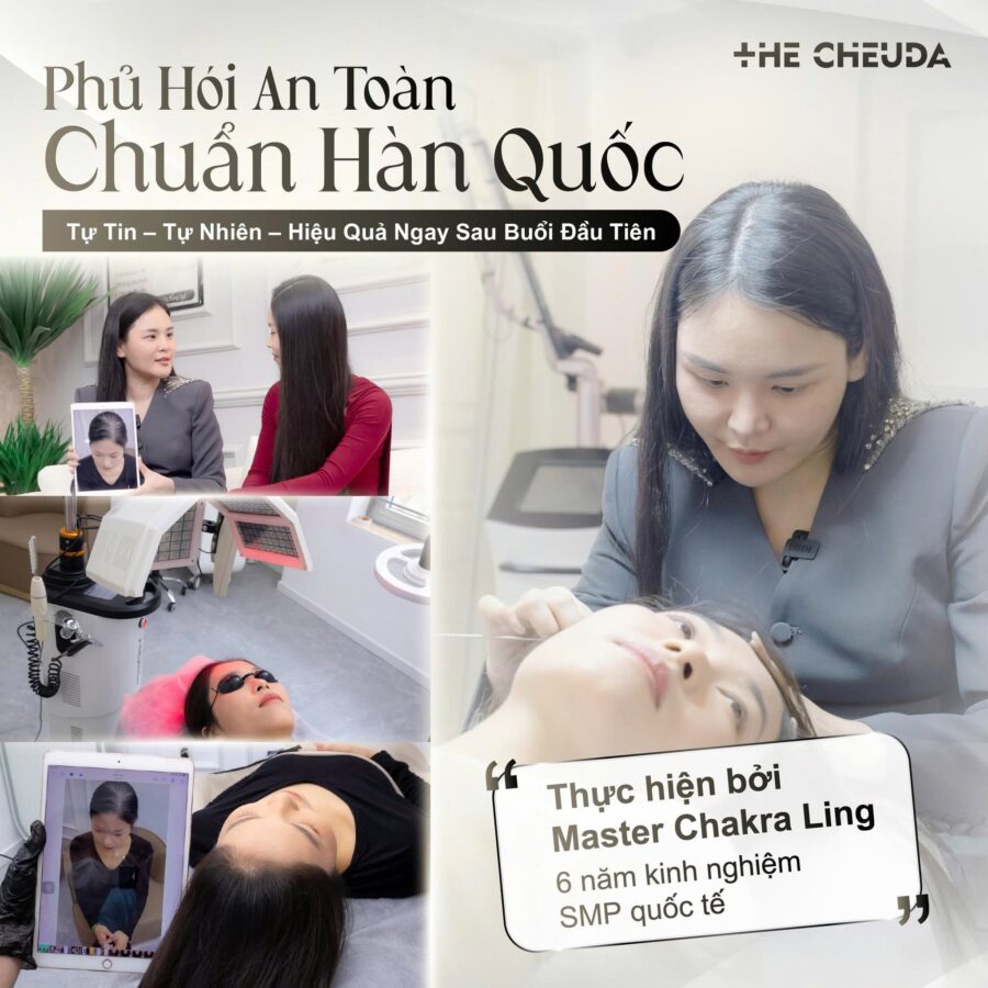 Trải Nghiệm Vi Chạm Sắc Tố Da Đầu SMP Biotin Extra Tại The Cheuda Việt Nam 1 vi chạm sắc tố da đầu SMP